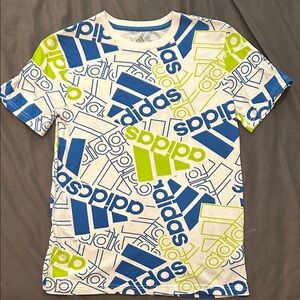 Adidas Kids Tee - Blue and Lime